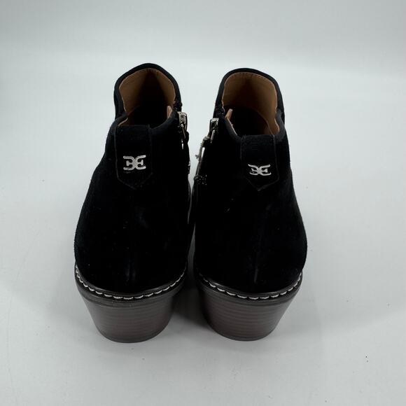 Sam Edelman Women's Black Suede Pryce Leather Heeled Ankle Booties Size 8 - Picture 10 of 12